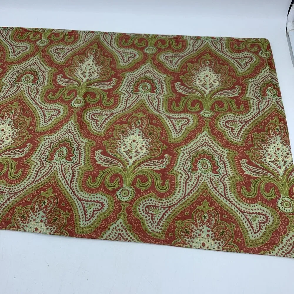 1- Pottery Barn Standard Pillow Sham 16x26 Cotton Linen Paisley Boho Farmhouse - Picture 2 of 6